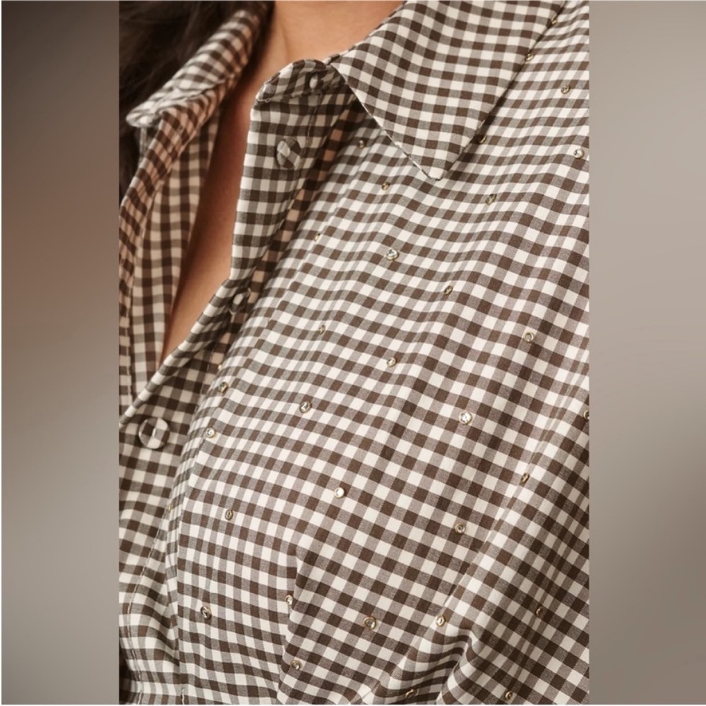 Anthropologie The Tobie Studded Shirt Dress by Exquise - Picture 8 of 12